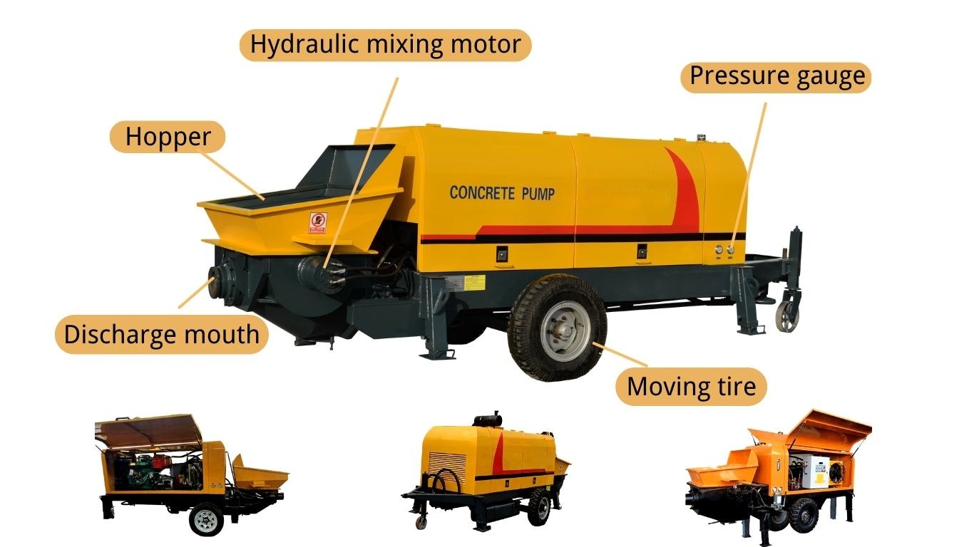 50 M³/h Diesel Concrete Pump Trailer Small Portable Cement Pump Machine 50 M³/h Diesel Concrete Pump Trailer Small Portable Cement Pump Machine